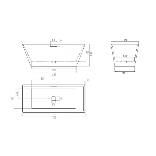 Ванна из искусственного камня ABBER Berlin AM9912 белая матовая  170*75, Выбрать цвет: Белый, изображение 6