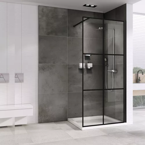 Душевая перегородка ABBER Immer Offen (толщина 8мм), Цвет профиля: Черный, Выбрать цвет: прозрачное, Выбрать размер: 120, изображение 2