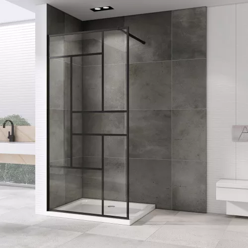 Душевая перегородка ABBER Immer Offen (толщина 8мм), Цвет профиля: Черный, Выбрать цвет: прозрачное, Выбрать размер: 100, изображение 2