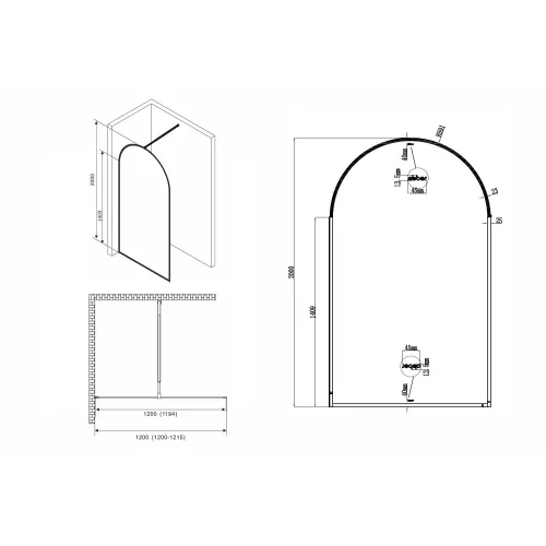 Душевая перегородка ABBER Immer Offen AG64120B (6мм), изображение 3