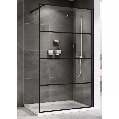 Душевая перегородка ABBER Immer Offen AG65120B, Цвет профиля: Черный, Выбрать цвет: прозрачное, Выбрать размер: 120