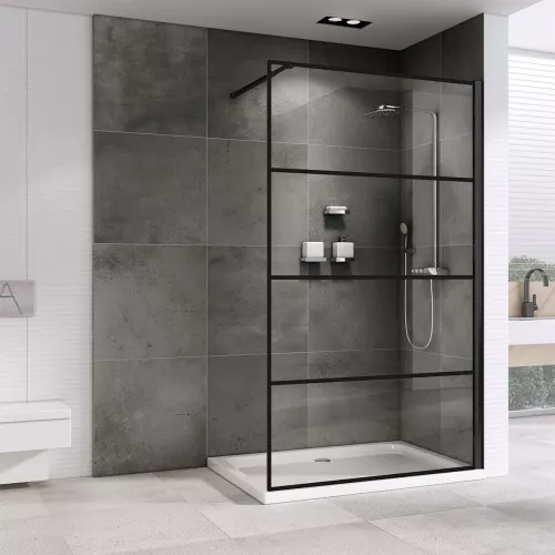 Душевая перегородка ABBER Immer Offen AG65120B, Цвет профиля: Черный, Выбрать цвет: прозрачное, Выбрать размер: 120, изображение 2