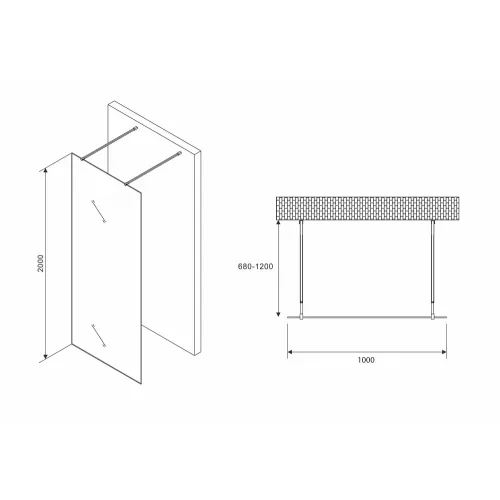 Душевая перегородка ABBER Immer Offen AG68100BF8, изображение 3