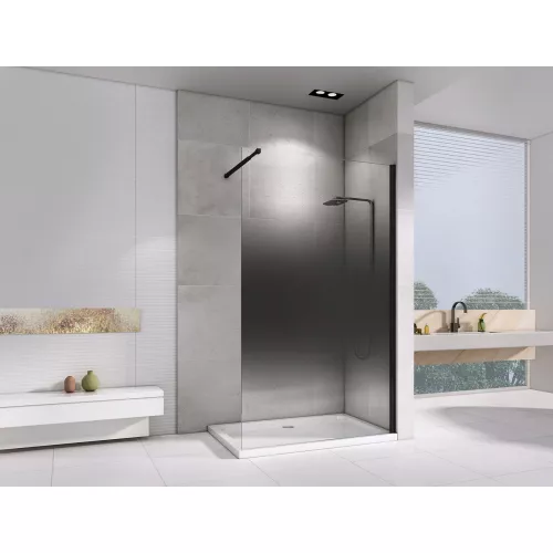 Душевая перегородка ABBER Immer Offen AG69123BS, Цвет профиля: Черный, Выбрать цвет: прозрачное/тонированное, Выбрать размер: 120, изображение 2