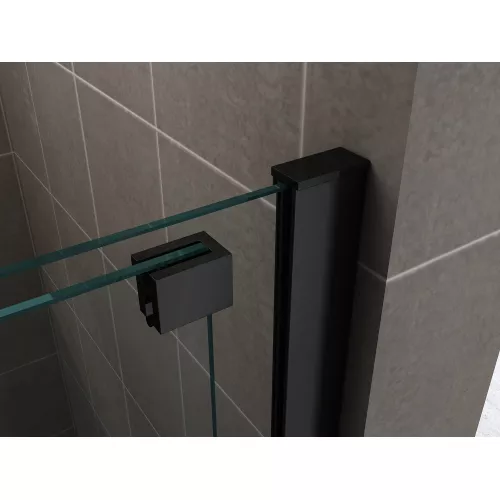 Душевая перегородка раздвижная  ABBER Komfort, Цвет профиля: Черный, Выбрать цвет: прозрачное, Выбрать размер: 120, изображение 3