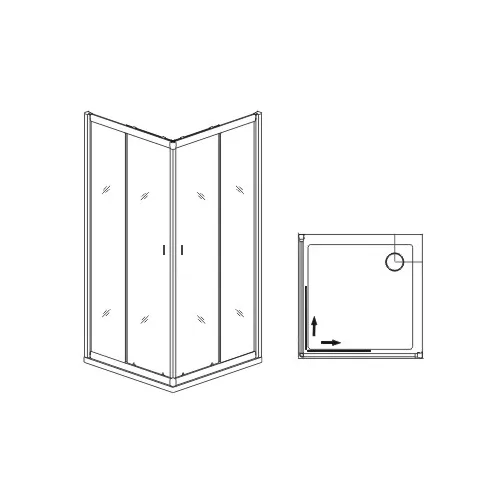 Душевой уголок Dolphin TN-31, Цвет стекла: прозрачное, Цвет профиля: Хром, Выбрать размер: 800x800, изображение 2