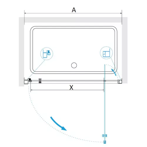 Душевая дверь RGW PA-105, Цвет стекла: прозрачное, Цвет профиля: Хром, Выбрать размер: 100, изображение 2