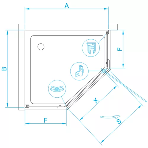 Душевой уголок RGW HO-081, Цвет стекла: матовое-сатинат, Цвет профиля: Хром, Выбрать размер: 90x90, изображение 2