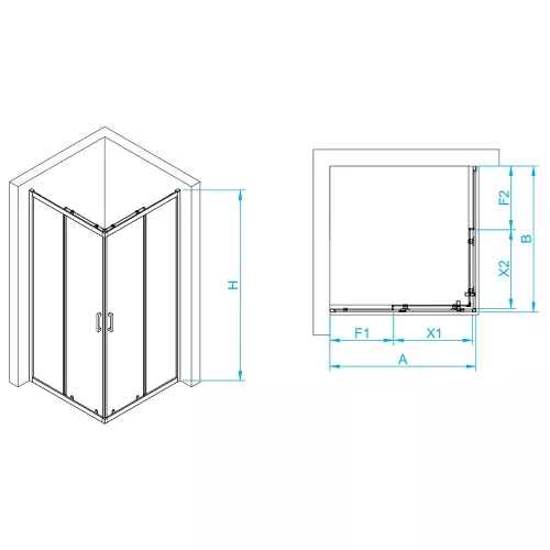 Душевой уголок RGW PA-040B, Цвет стекла: прозрачное, Цвет профиля: Черный, Выбрать размер: 800x1000, изображение 2