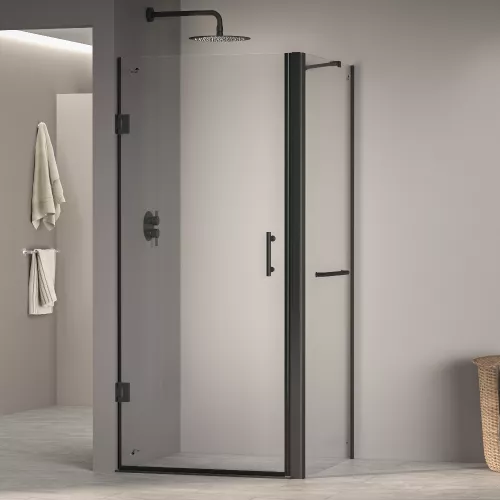 Душевой уголок RGW PA-36-1B (PA-06B + Z-060-2B + держатель O-204B), Цвет стекла: прозрачное, Цвет профиля: Черный, Выбрать размер: 900x800