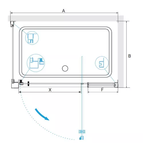 Душевой уголок RGW PA-078-1B (RGW PA-008B + Z-060-2B), Цвет стекла: прозрачное, Цвет профиля: Черный, Выбрать размер: 800x1000, изображение 2