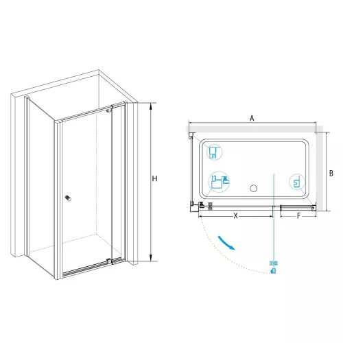 Душевой уголок RGW PA-44B (PA-02B + Z-050-1B), Цвет стекла: прозрачное, Цвет профиля: Черный, Выбрать размер: 900x700, изображение 2
