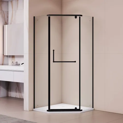 Душевой уголок RGW PA-081B, Цвет стекла: прозрачное, Цвет профиля (вариация): Черный, Выбрать размер: 120х120