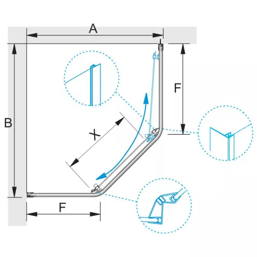 Душевой уголок RGW PA-86B, Цвет стекла: прозрачное, Цвет профиля: Черный, Выбрать размер: 900x900, изображение 4