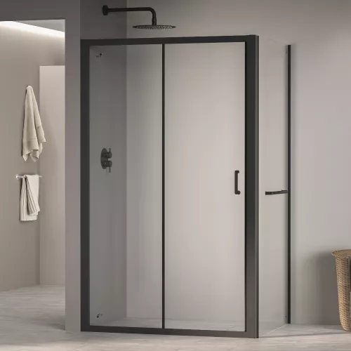 Душевой уголок RGW PA-74-1B (PA-14B + Z-060-2B), Цвет стекла: прозрачное, Цвет профиля: Черный, Выбрать размер: 1500x1000