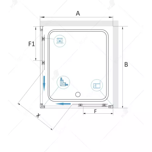 Душевой уголок RGW CL-34, Цвет стекла: прозрачное, Цвет профиля: Хром, Выбрать размер: 800х800, изображение 7