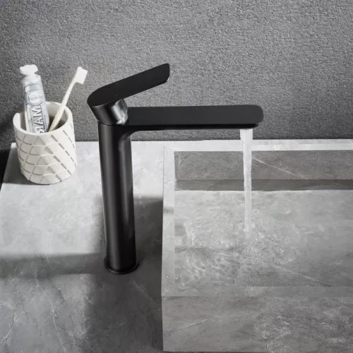 Смеситель для накладной раковины ACWEN 80012B-2 черный матовый