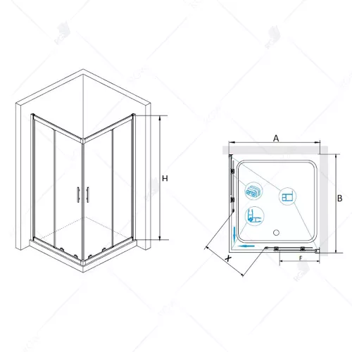 Душевой уголок RGW HO-31, Цвет стекла: прозрачное, Цвет профиля: Хром, Выбрать размер: 800x800, изображение 4