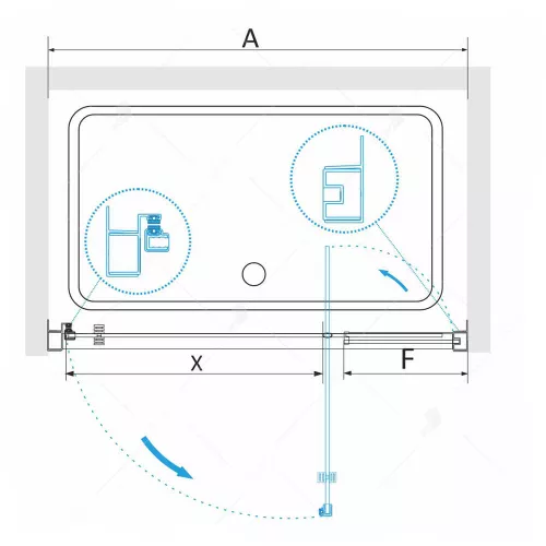Душевая дверь RGW PA-02 NEW, Цвет стекла: прозрачное, Цвет профиля: Хром, Выбрать размер: 90, изображение 5