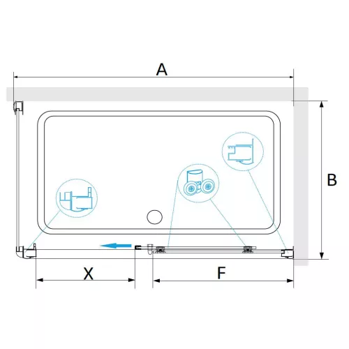 Душевой уголок RGW PA-245B, Цвет стекла: прозрачное, Цвет профиля: Черный, Выбрать размер: 900*1200, изображение 2