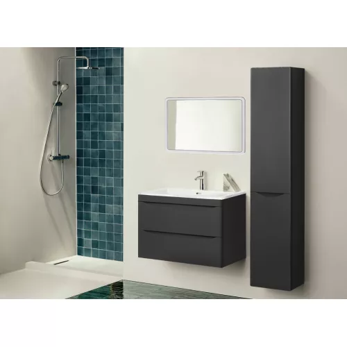 Тумба подвесная с раковиной Style Line "Бергамо мини " (2 ящ.) Люкс антискрейтч черный, PLUS, Выбрать цвет: Черный, Выбрать размер: 90, изображение 6