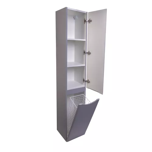 Пенал  Style Line "Бергамо " с корзиной, Люкс антискрейтч серый, PLUS, Выбрать цвет: серый, Ориентация: правый, изображение 2