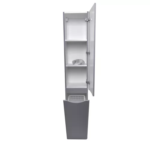 Пенал  Style Line "Бергамо " с корзиной, Люкс антискрейтч серый, PLUS, Выбрать цвет: серый, Ориентация: правый, изображение 3