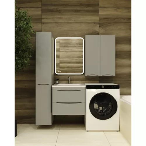 Тумба подвесная с раковиной  Style Line "Бергамо мини" (2 ящ.) Люкс антискрейтч серый, PLUS, Выбрать цвет: серый, Выбрать размер: 60, изображение 8