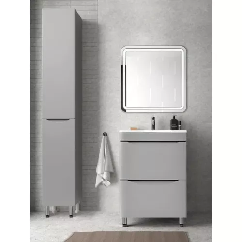 Пенал  Style Line "Бергамо " с корзиной, Люкс антискрейтч серый, PLUS, Выбрать цвет: серый, Ориентация: правый, изображение 4