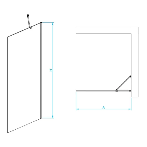 Перегородка для душа RGW WA-110B, Цвет стекла: прозрачное, Цвет профиля: Черный, Выбрать размер: 70, изображение 2