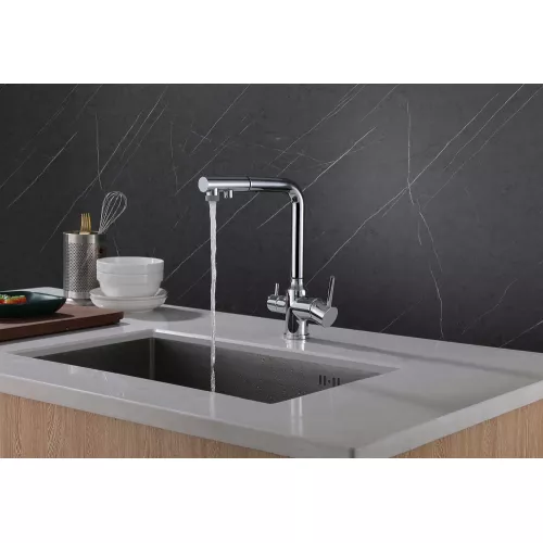 Смеситель ABBER Emotion AF8814 для кухни с подключением фильтра и выдвижной лейкой, хром, Выбрать цвет: Хром, изображение 2