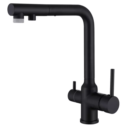 Смеситель ABBER Emotion AF8814B для кухни с подключением фильтра и выдвижной лейкой, черный матовый, Выбрать цвет: Черный
