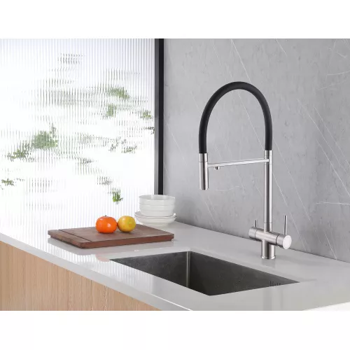 Смеситель ABBER Wasser Kreis AF81141 для кухни с подключением фильтра и выдвижной лейкой, хром, Выбрать цвет: Хром, изображение 2