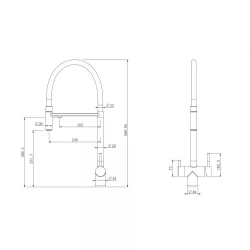 Смеситель ABBER Wasser Kreis AF81141 для кухни с подключением фильтра и выдвижной лейкой, хром, Выбрать цвет: Хром, изображение 3