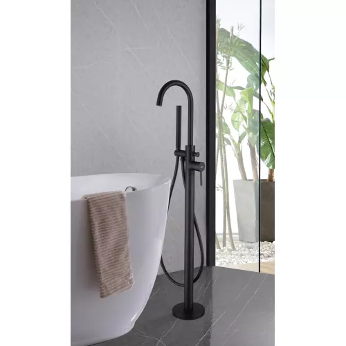 Смеситель ABBER Wasser Kreis AF8115B напольный для ванны, черный матовый, Выбрать цвет: Черный матовый, изображение 2