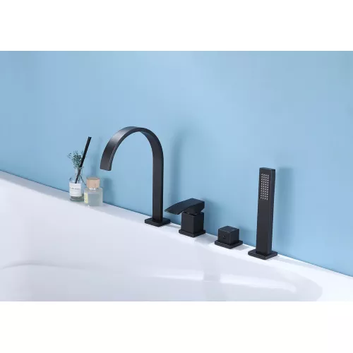 Смеситель ABBER Wasserfall AF8613B на борт ванны, черный матовый, Выбрать цвет: Черный, изображение 2