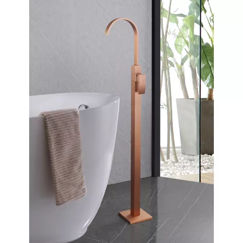 Смеситель ABBER Wasserfall AF8640MRG напольный для раковины, розовое золото матовое, Выбрать цвет: розовое золото матовое, изображение 2