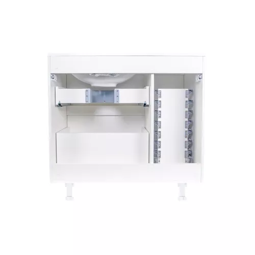 Тумба напольная "Барселона 90" правая (2 ящ.) с выкатной корзиной, Люкс белая, Plus, Ориентация: правая, изображение 7