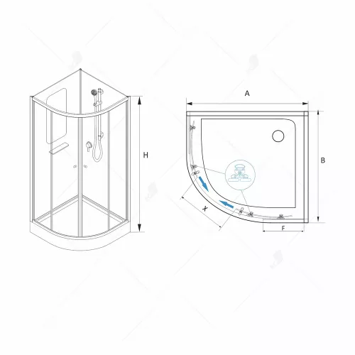 Душевая кабина RGW AN-208 хром/прозрачное стекло, Цвет профиля: Хром, Выбрать размер: 80х80, изображение 16