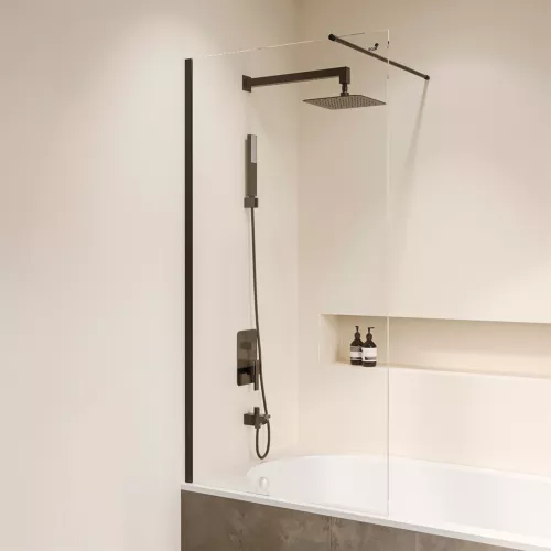 Шторка на ванну RGW SC-051B, Цвет стекла: прозрачное, Цвет профиля: Черный, Выбрать размер: 80