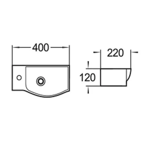 WW AISBACH 7940 GL-WT L Раковина подвесная (глянцевая белая)  400х220х120 мм, Выбрать цвет: Белый глянец, Ориентация: левая, изображение 2