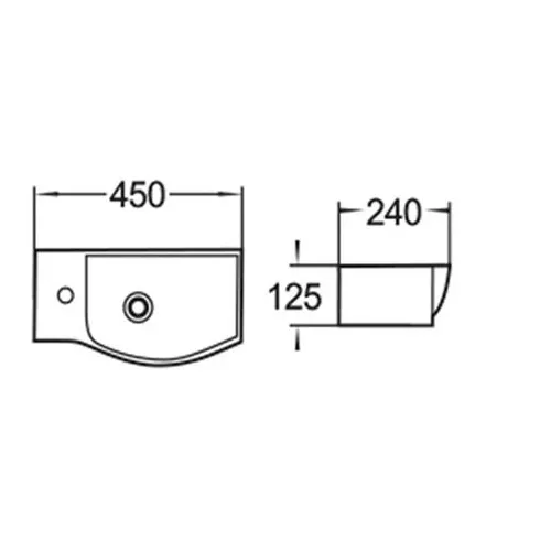 Раковина подвесная WW AISBACH 7945/7946  GL-WT L/R  (глянцевая белая), Выбрать цвет: Белый глянец, Выбрать размер: 45*24, Ориентация: левая, изображение 2