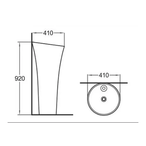 WW LEERBACH 4141 GL-WT Раковина напольная. 410х410х920 мм, изображение 2