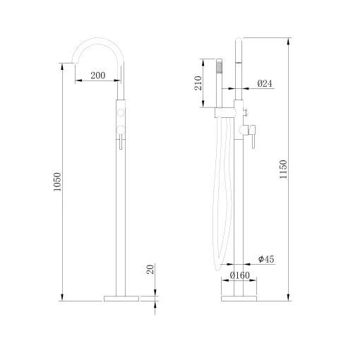 Смеситель ABBER Wasser Kreis AF8115RG напольный для ванны, розовое золото, Выбрать цвет: Розовое золото, изображение 3