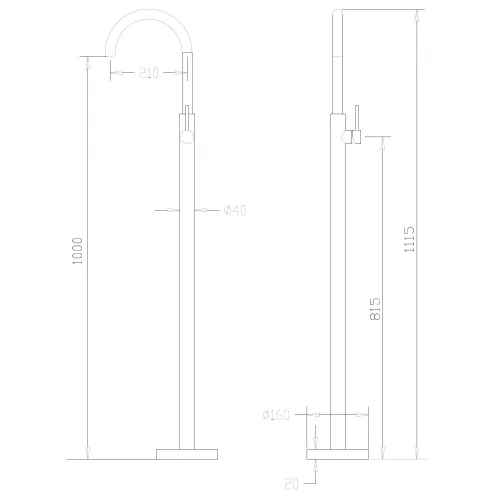 Смеситель ABBER Wasser Kreis AF8141B напольный для раковины, черный матовый, Выбрать цвет: Черный матовый, изображение 3