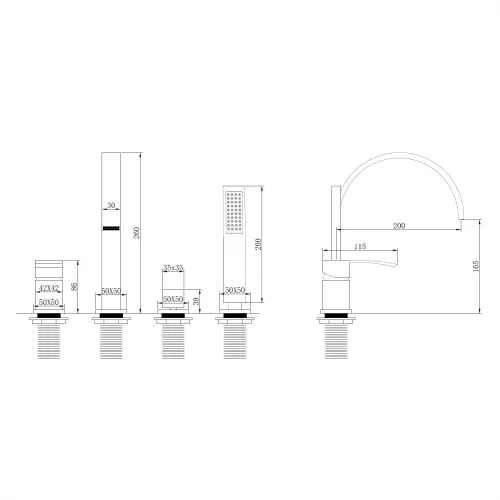 Смеситель ABBER Wasserfall AF8613B на борт ванны, черный матовый, Выбрать цвет: Черный, изображение 3