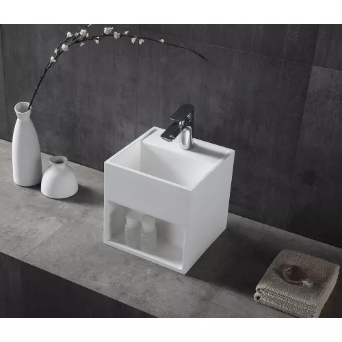 Тумба с раковиной ABBER Stein AS2639 подвесная, белая, изображение 2