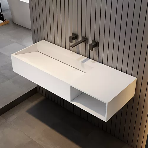Мебель для ванной: Тумба с раковиной ABBER Stein AS2640 подвесная, белая матовая 1 в магазине Акватория