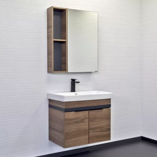 Мебель для ванной: Зеркало-шкаф Comforty Соло-70/90 дуб тёмно-коричневый 1 в магазине Акватория