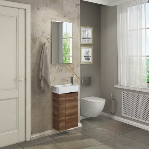 COMFORTY. Тумба-умывальник "Асти-40" дуб темно-коричневый с раковиной COMFORTY 9140, Высота (мм): 700, Выбрать цвет: Дуб темно-коричневый